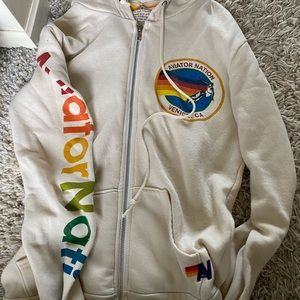 aviator nation cream zip up